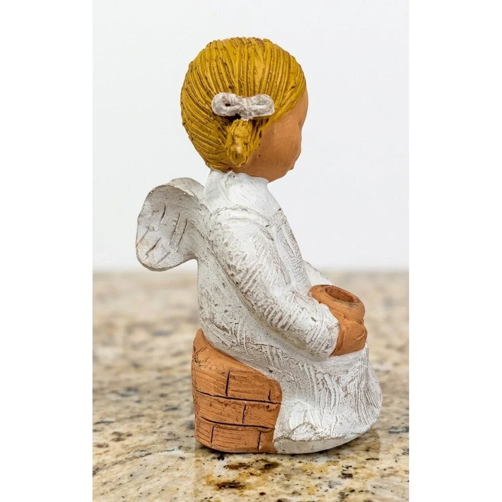 Vintage Jullar Terra Cotta Angel Figurines / Candle Holders, 4.5-6